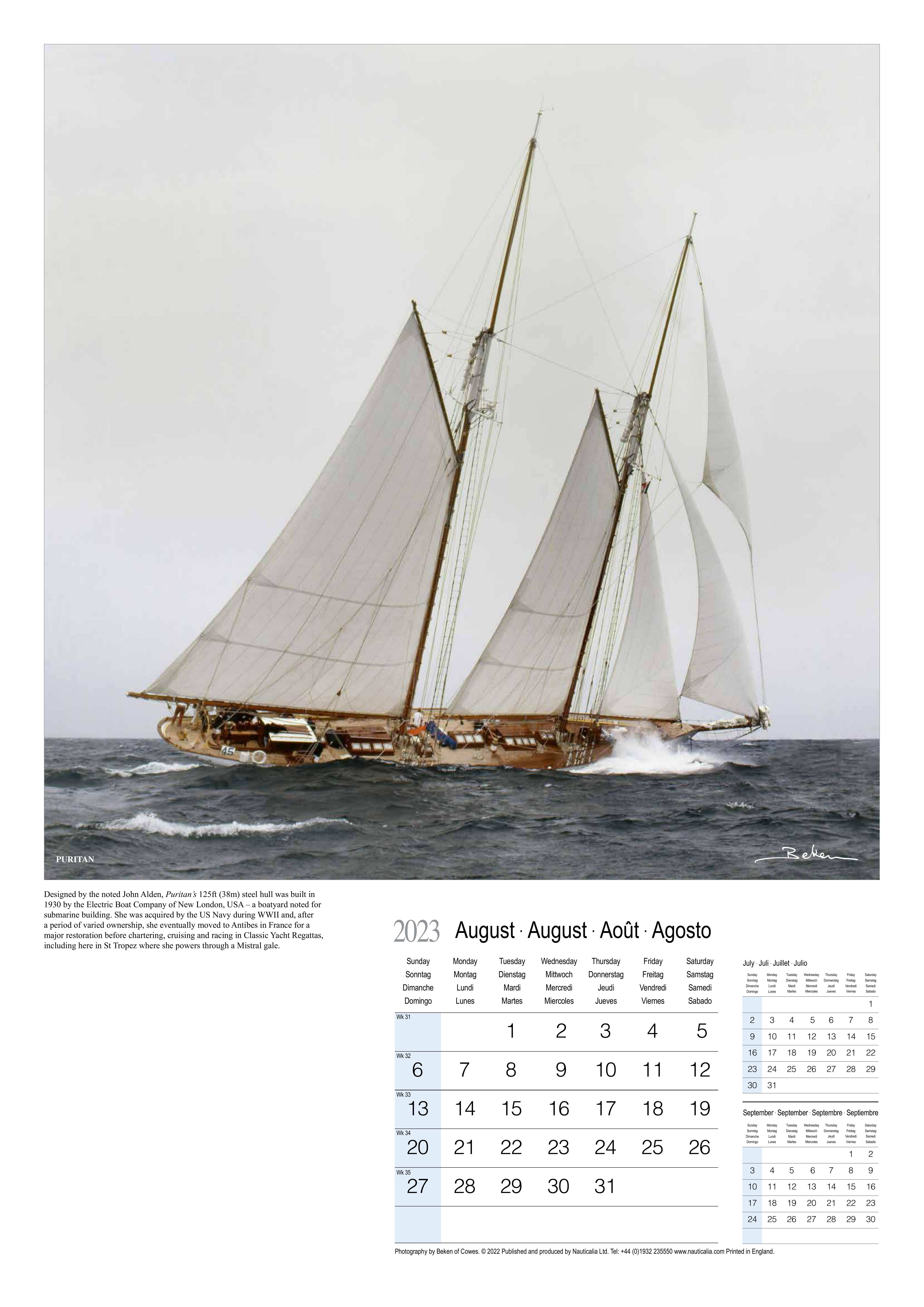 Calendar Beauty Of Sail Beken of Cowes Marine Photography